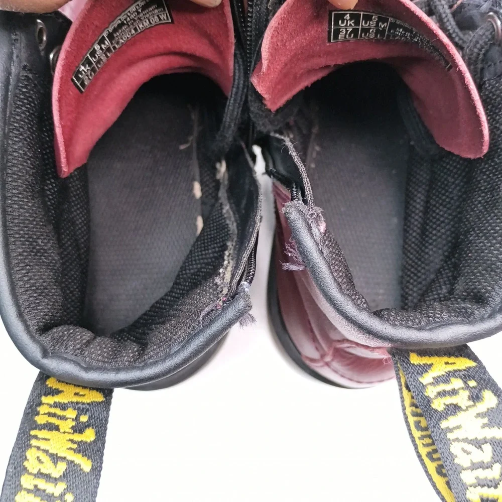 Dr. Martens Boots Womens Size 6 Cherry Red Leather Side Zip 1460Y